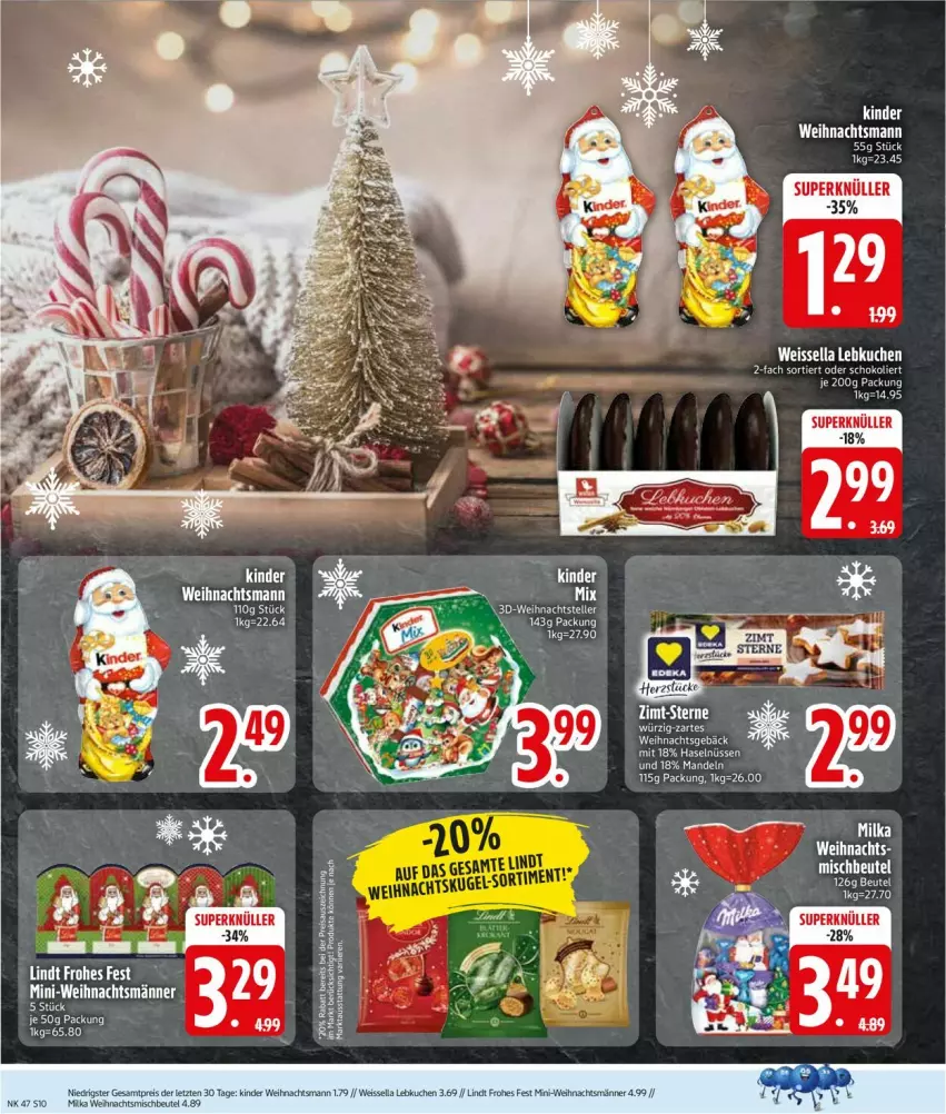 Aktueller Prospekt Edeka - Prospekte - von 17.11 bis 22.11.2025 - strona 10 - produkty: beutel, eis, elle, Kinder, kuchen, Lebkuchen, lindt, mandel, mandeln, milka, reis, schoko, teller, Ti, ZTE
