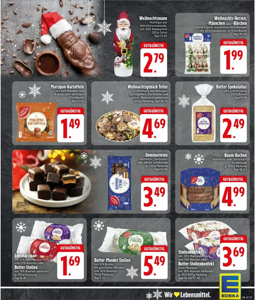 Aktueller Prospekt Edeka - Prospekte - von 17.11 bis 22.11.2025 - strona 11 - produkty: Bau, beutel, butter, Dominosteine, elle, ente, kakao, kartoffel, kartoffeln, kuchen, lebensmittel, leine, mandel, mandeln, marzipan, milch, schoko, schokolade, stifte, Stollen, tee, teller, Ti, vollmilch
