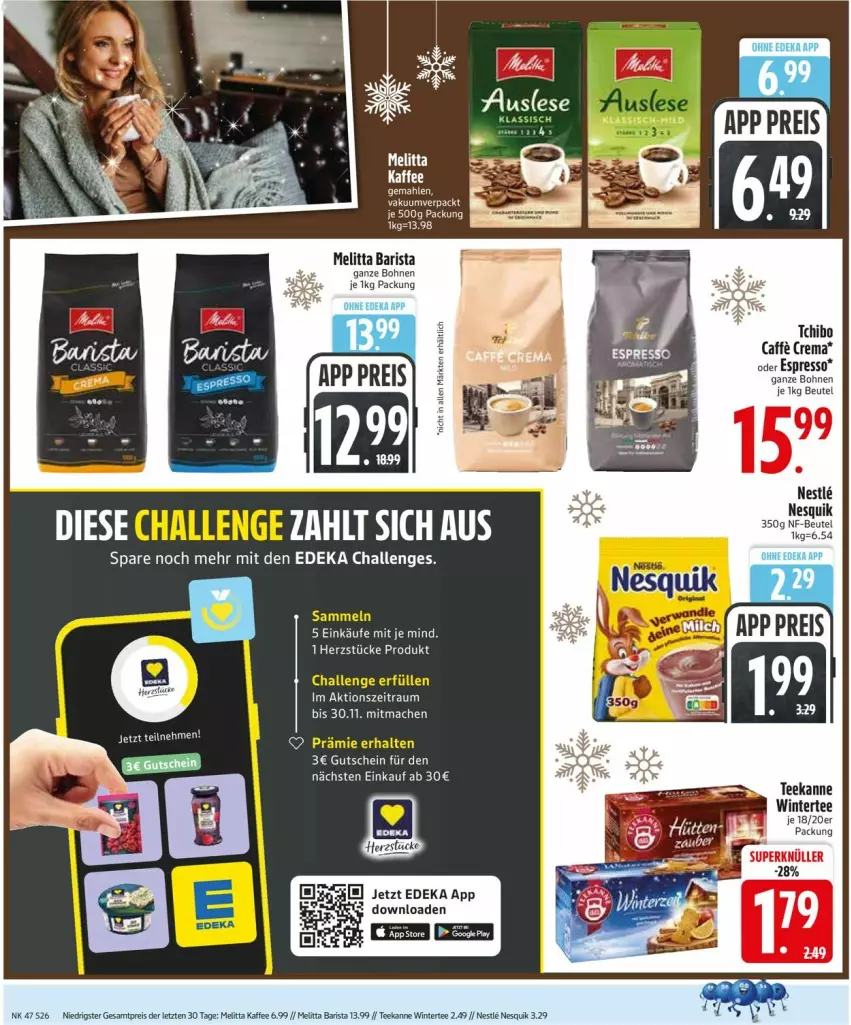 Aktueller Prospekt Edeka - Prospekte - von 17.11 bis 22.11.2025 - strona 26 - produkty: beutel, bohne, bohnen, caffe, deka, eis, espresso, gutschein, kaffee, mac, melitta, oder espresso, reis, Tchibo, tee, Ti