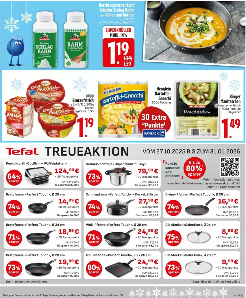 Aktueller Prospekt Edeka - Prospekte - von 17.11 bis 22.11.2025 - strona 7 - produkty: aufstrich, bratpfanne, brot, brotaufstrich, decke, Deckel, deka, elle, Glasdeckel, gnocchi, grill, maultaschen, pfanne, Popp, schmorpfanne, Tasche, taschen, tefal, teller, Ti, wok