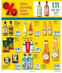 Gazetka promocyjna Diska - Prospekte - Gazetka - ważna od 23.04 do 23.04.2022 - strona 11 - produkty: Alwa, ananas, aperitif, bourbon, bourbon whiskey, chips, chipsfrisch, cocktail, eis, flasche, funny-frisch, jim beam, käfer, katzennahrung, kentucky straight, Kuschelweich, lillet, mineralwasser, natürliches mineralwasser, Nektar, reis, saft, Schal, Schale, schorle, sheba, Ti, tuc, valensina, vita, vittel, wasser, weichspüler, wein, whiskey