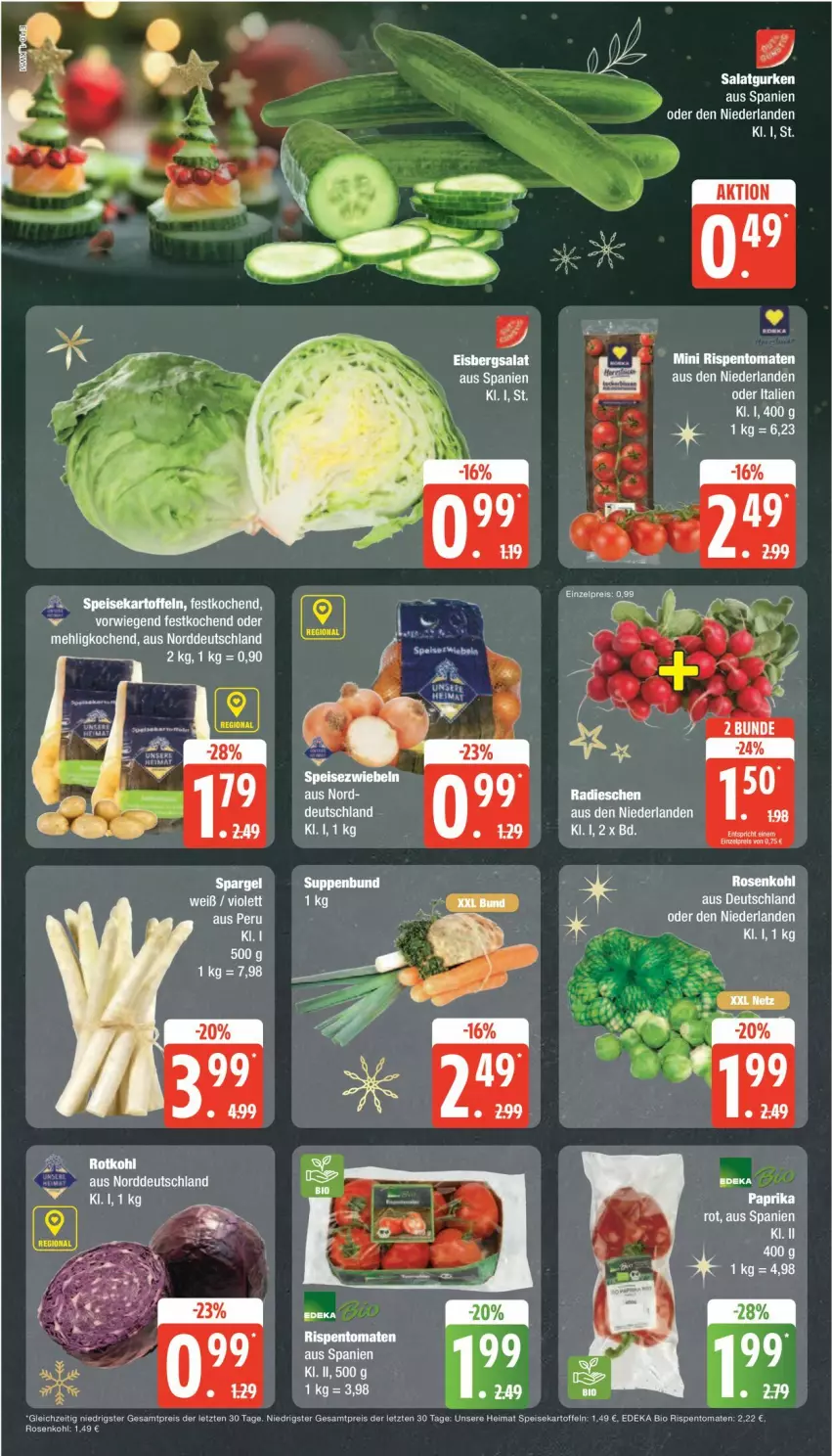 Aktueller Prospekt Edeka - Prospekte - von 16.12 bis 21.12.2024 - strona 10 - produkty: bio, deka, edeka bio, eis, ente, gurke, gurken, mehl, reis, rispentomaten, salat, Salatgurke, salatgurken, tee, Ti, tomate, tomaten, ZTE