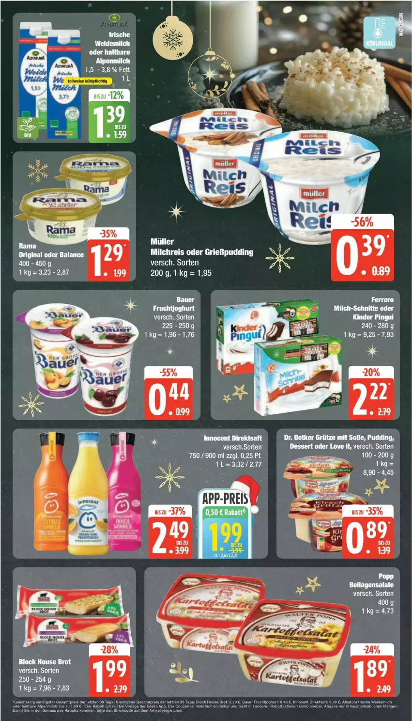 Aktueller Prospekt Edeka - Prospekte - von 16.12 bis 21.12.2024 - strona 15 - produkty: brot, eis, Grießpudding, milch, milchreis, Popp, pudding, reis