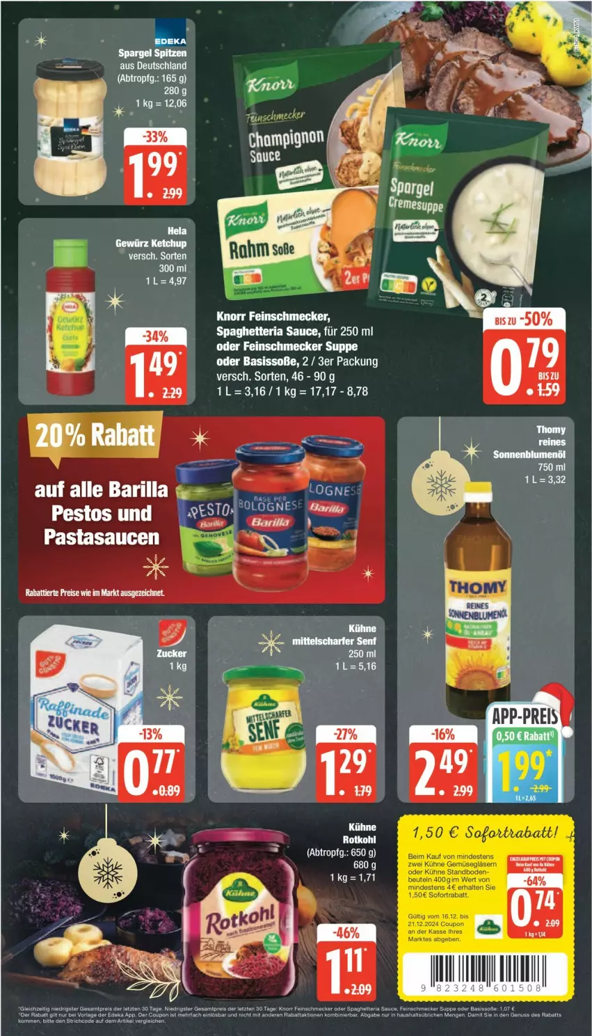 Aktueller Prospekt Edeka - Prospekte - von 16.12 bis 21.12.2024 - strona 17 - produkty: eis, feinschmecker, knorr, Kühne, reis, Ria, rotkohl, sauce, spargel, suppe, Ti