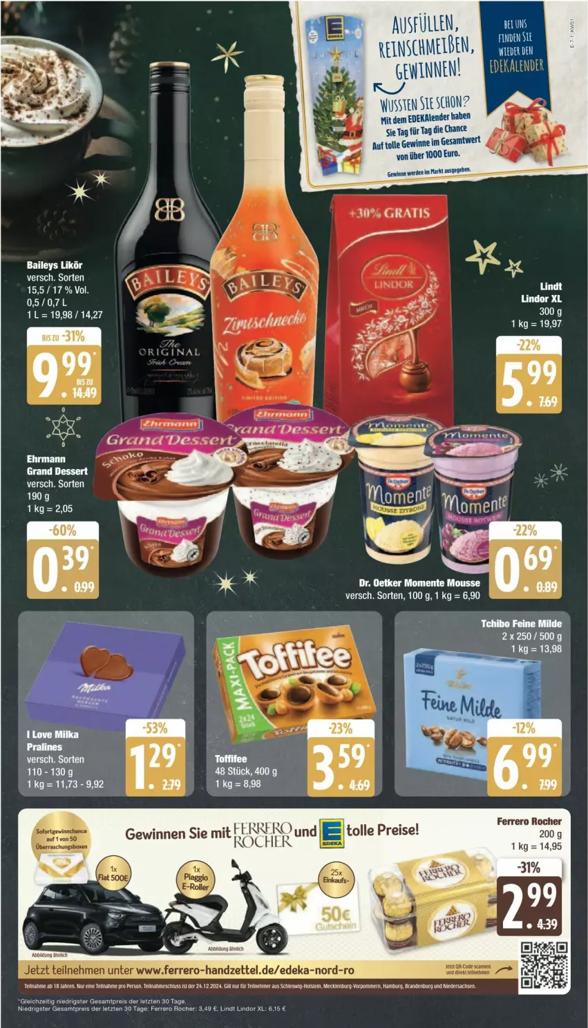 Aktueller Prospekt Edeka - Prospekte - von 16.12 bis 21.12.2024 - strona 7 - produkty: Bau, deka, dessert, ehrmann, Ehrmann Grand Dessert, eis, erde, ferrero, Ferrero Rocher, lindor, lindt, mousse, reis, Tchibo, Ti, ZTE