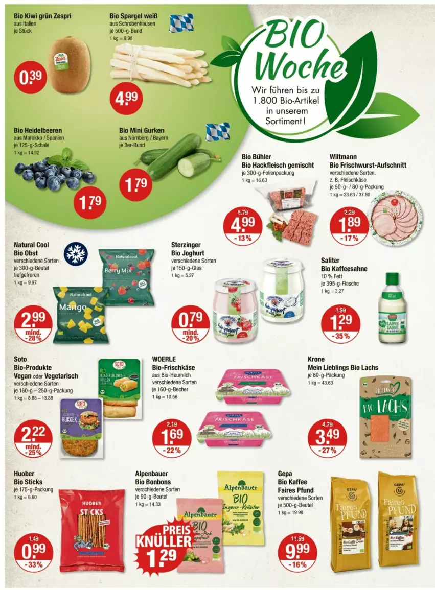 Aktueller Prospekt Vmarkt - Prospekte - von 15.05 bis 21.05.2025 - strona 12 - produkty: auer, aufschnitt, Bau, Bauer, Becher, beutel, bio, bonbons, eis, flasche, fleisch, fleischkäse, frischkäse, frischwurst-aufschnitt, hackfleisch, hackfleisch gemischt, Heu, heumilch, huober, joghur, joghurt, kaffee, Käse, krone, lachs, milch, natur, natura, obst, sahne, saliter, spargel, Ti, Vegeta, wiltmann, wurst