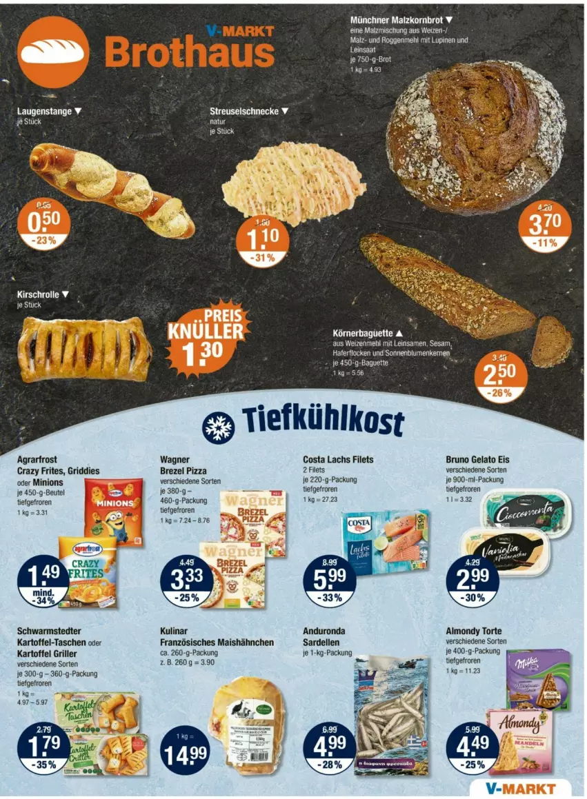 Aktueller Prospekt Vmarkt - Prospekte - von 15.05 bis 21.05.2025 - strona 5 - produkty: agrarfrost, beutel, brezel, brot, bruno gelato, Crazy Frites, dell, eis, elle, filet, filets, Griddies, grill, je 750-g-brot, kartoffel, kirsch, korn, Kornbrot, lachs, mais, malz, mehl, pizza, Sardellen, schwarmstedter, sesam, Tasche, taschen, tee, Ti, tiefkühlkost, torte, wagner, weizenmehl