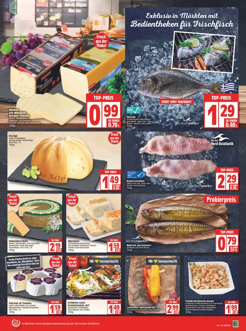 Aktueller Prospekt Edeka - Angebote der Woche - von 25.04 bis 30.04.2022 - strona 5 - produkty: Abtei, braten, bsf, deo, Dorade, eis, elle, filet, fisch, fleisch, fol epi, frischkäse, gewürz, grill, Grillkäse, holunder, Käse, knoblauch, kräuter, Krebs, mac, Makrele, mit paprika, nuss, paprika, rapsöl, Rauch, reis, rel, Rotbarsch, rotbarschfilet, saft, schafskäse, schnittkäse, Ti, top-preis, ZTE