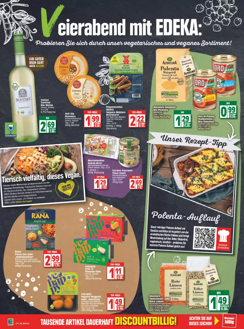 Aktueller Prospekt Edeka - Angebote der Woche - von 25.04 bis 30.04.2022 - strona 8 - produkty: auer, aus dem kühlregal, ball, Becher, beutel, bio, bratwurst, brot, deka, eier, eis, elle, erde, Fladenbrot, flasche, Frische Pasta, garden gourmet, grill, hummus, ideal für grill, Käse, kühlregal, linsen, mac, mestemacher, milch, natur, natura, nuggets, oro di parma, pasta, pfanne, pfannen, regal, reis, rezept, ring, Rote Linsen, rügenwalder, rügenwalder mühle, sauce, schnitzel, shake, tee, teller, Ti, Tofu, tomate, tomaten, Tomaten Passiert, top-preis, wurst