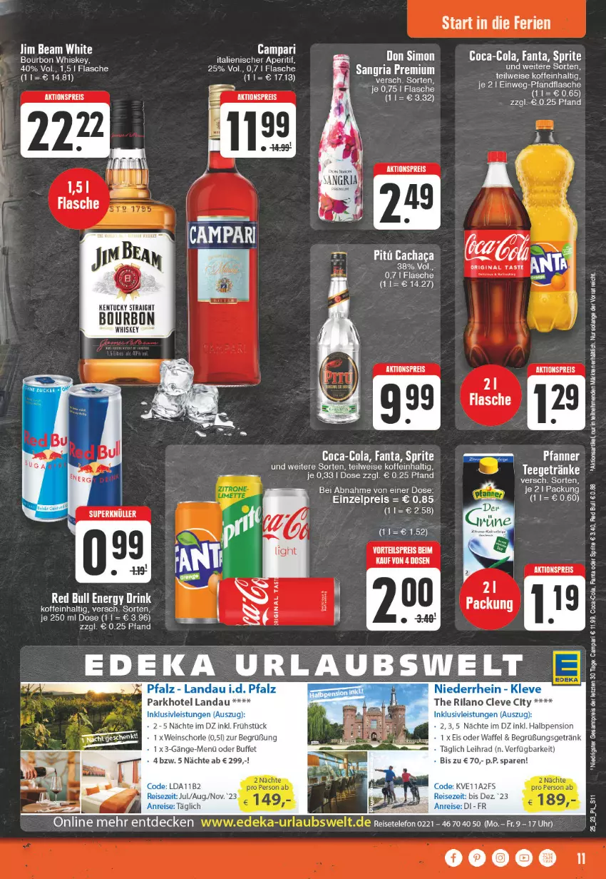 Aktueller Prospekt E Center - Angebote der Woche - von 12.06 bis 17.06.2023 - strona 11 - produkty: aktionspreis, aperitif, bourbon, bourbon whiskey, campari, coca-cola, cola, drink, eis, energy drink, ente, fanta, fanta oder, fanta oder sprite, flasche, gin, jim beam, kentucky straight, oder sprite, red bull, reis, schorle, sprite, tee, telefon, Ti, tuc, uhr, wein, weinschorle, whiskey, ZTE