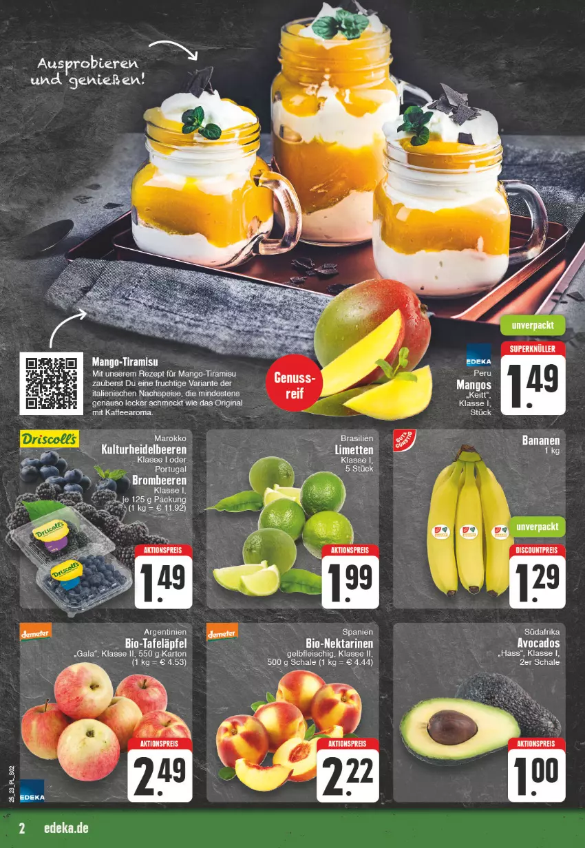 Aktueller Prospekt E Center - Angebote der Woche - von 12.06 bis 17.06.2023 - strona 2 - produkty: aktionspreis, banane, bananen, beere, beeren, bier, Biere, bio, eis, elle, fleisch, frucht, gin, heidelbeere, heidelbeeren, kaffee, mango, Nektar, nektarinen, nuss, reis, rezept, Ria, Schal, Schale, Ti, tiramisu