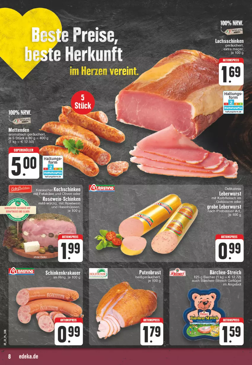 Aktueller Prospekt E Center - Angebote der Woche - von 12.06 bis 17.06.2023 - strona 8 - produkty: aktionspreis, angebot, Becher, eier, eis, feta, fleisch, Geflügel, Kalbfleisch, Käse, kochschinken, lachs, lachsschinken, mit kalbfleisch, obst, olive, oliven, reis, Ria, ring, schafskäse, schinken, Ti, tisch, wein