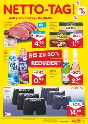 Gazetka promocyjna Netto Marken-Discount - Filial-Angebote - Gazetka - ważna od 11.03 do 11.03.2023 - strona 39 - produkty: angebot, Bau, bestpreis, bohne, bohnen, bohnenkaffee, eis, jacobs, kaffee, löslicher bohnenkaffee, minutensteaks, mm extra, reis, retroshorts, schwein, schweine, sekt, shorts, steak, steaks, Ti, vernel, weichspüler, wein, weine, ZTE