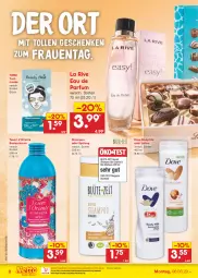 Gazetka promocyjna Netto Marken-Discount - Filial-Angebote - Gazetka - ważna od 11.03 do 11.03.2023 - strona 8 - produkty: Bad, bestpreis, body, Bodymilk, dove, Eau de parfum, eis, ente, La Rive, Lotion, Maske, ndk, parfum, reis, shampoo, shampoo oder spülung, spülung, Ti, tuc, tuchmaske