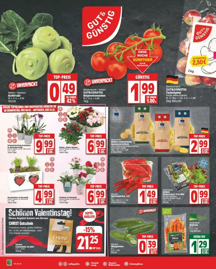 Aktueller Prospekt Edeka - Prospekte - von 03.02 bis 10.02.2024 - strona 2 - produkty: eier, eis, reis, Ria, rispentomaten, Ti, tomate, tomaten, top-preis, ZTE