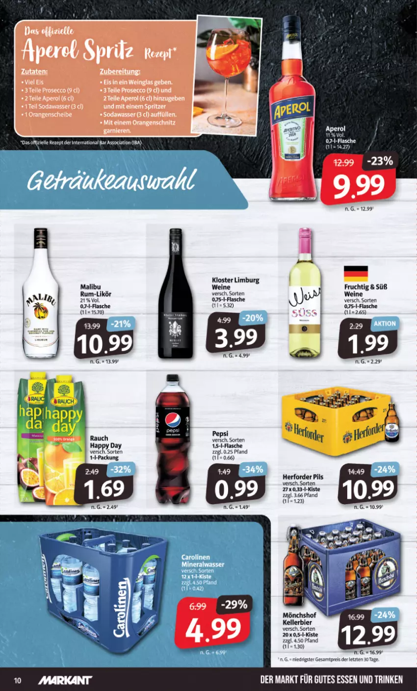 Aktueller Prospekt Markant - Prospekte - von 02.04 bis 06.04.2024 - strona 10 - produkty: bier, eis, elle, flasche, frucht, gutes essen, kellerbier, likör, Malibu, mönchshof, pepsi, pils, reis, rezept, rum, Ti, wein, weine, ZTE