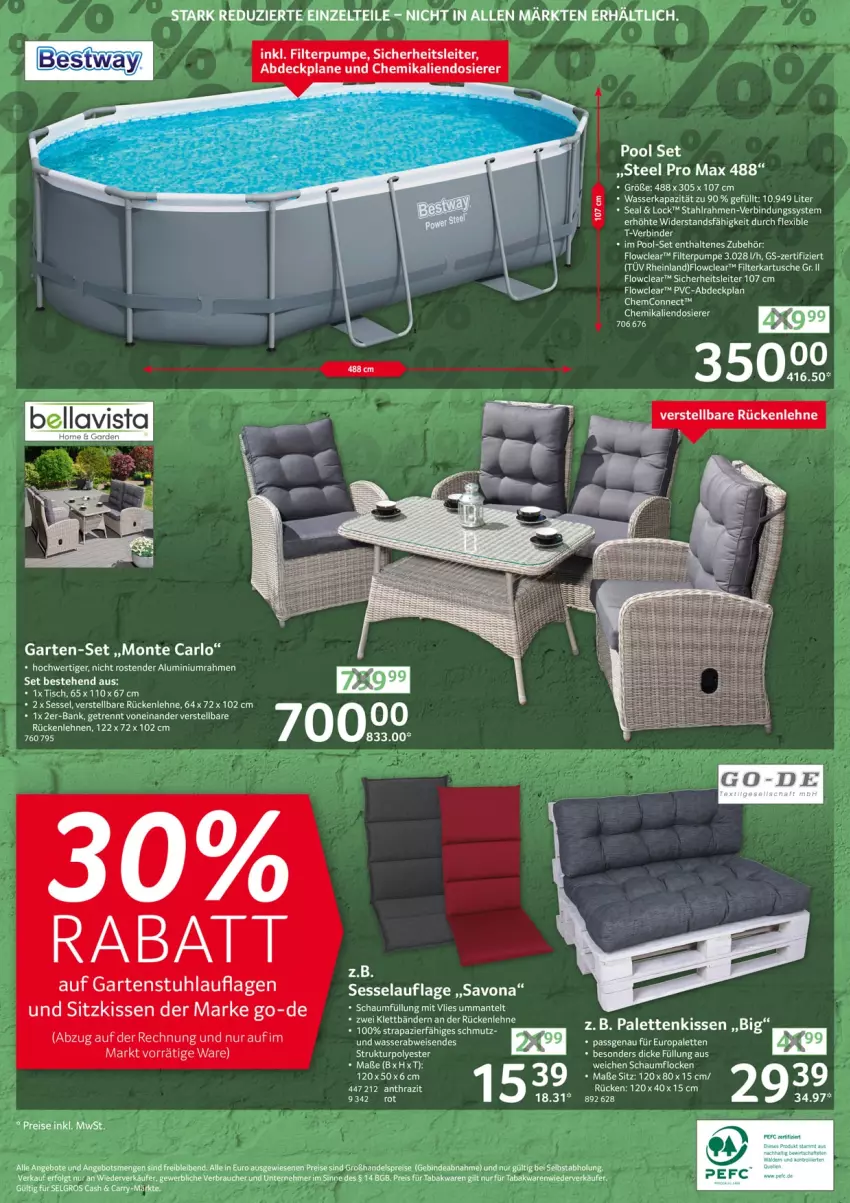 Aktueller Prospekt Selgros - Reduziert - von 14.07 bis 27.07.2022 - strona 8 - produkty: angebot, angebote, arlo, Bank, eis, Garten, kissen, LG, Mantel, monte, Palette, Palettenkissen, pool, Rauch, reis, rückenlehne, sessel, steel pro, tee, tender, Ti, tisch, wasser, Zelt