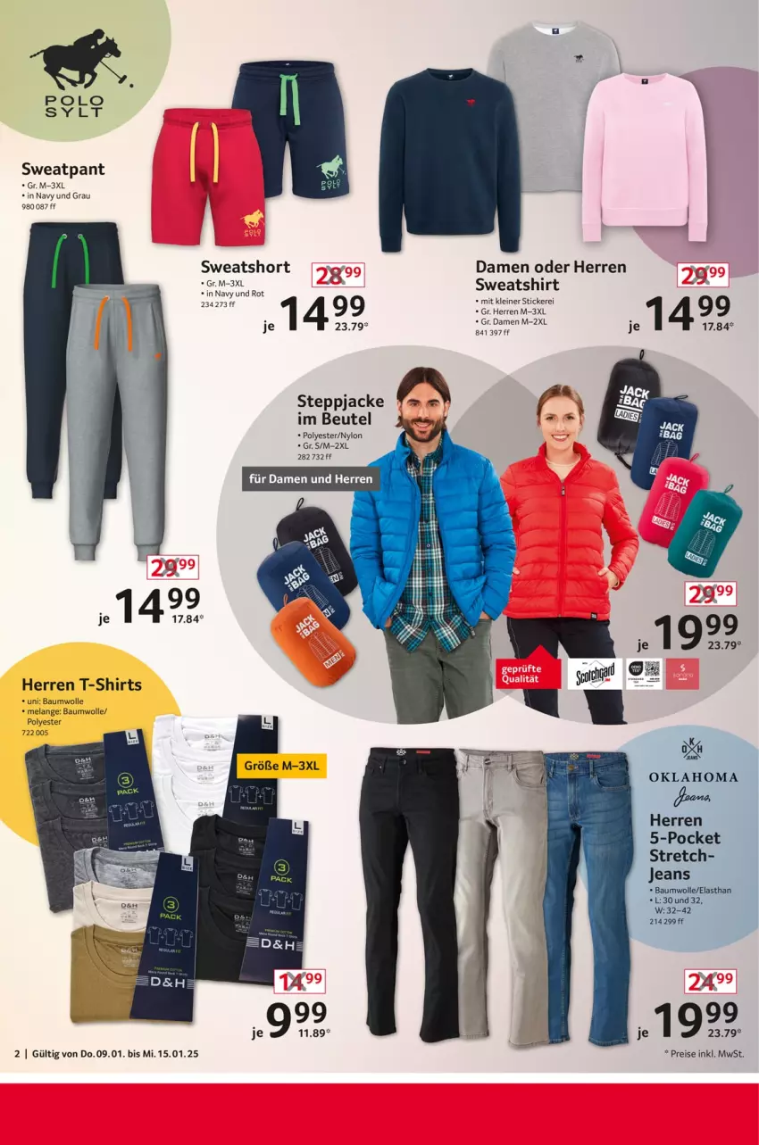 Aktueller Prospekt Selgros - Non Food - von 09.01 bis 15.01.2025 - strona 2 - produkty: Bau, baumwolle, beutel, eis, Elan, Jacke, jeans, leine, reis, shirt, shirts, Steppjacke, Sweatshirt, T-Shirt, Ti, wolle