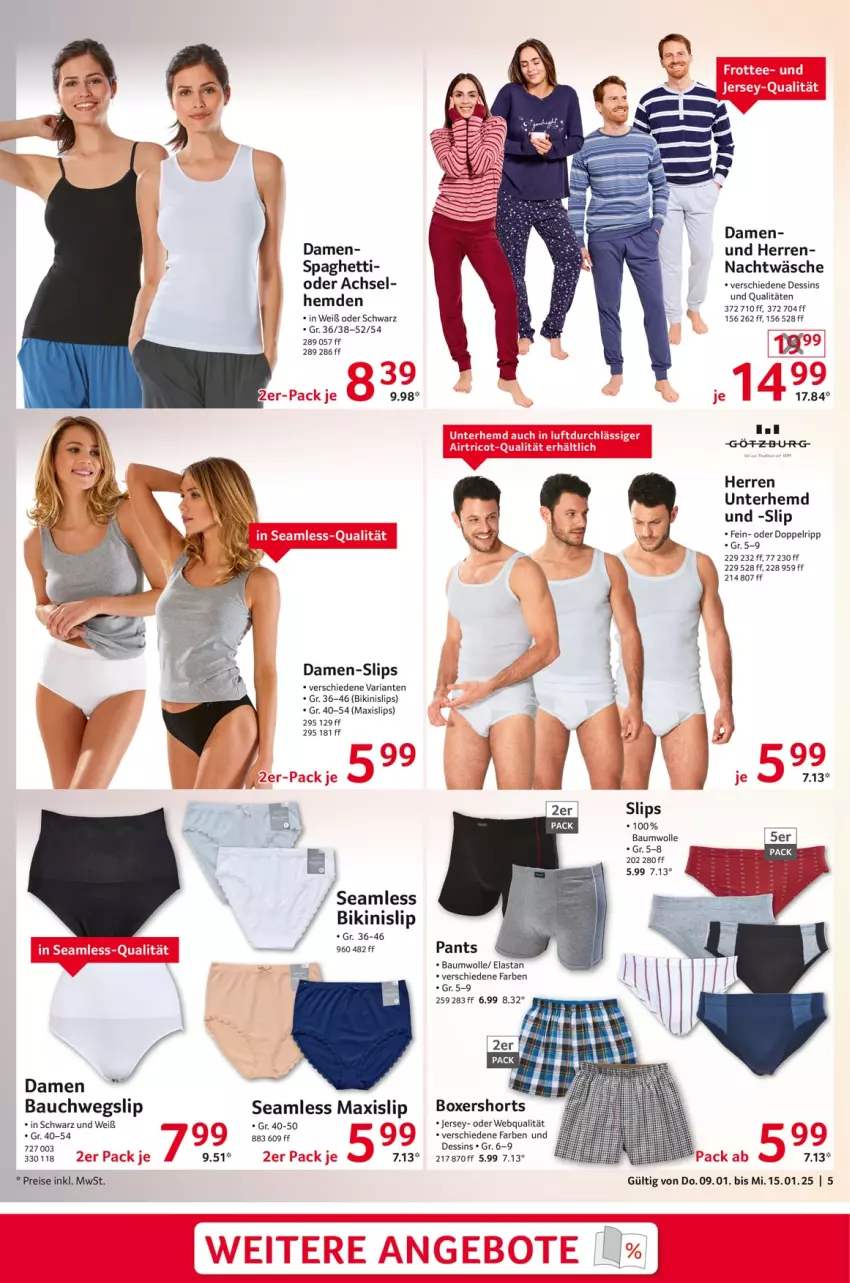 Aktueller Prospekt Selgros - Non Food - von 09.01 bis 15.01.2025 - strona 5 - produkty: Bau, baumwolle, bikini, Damen-Slip, damen-slips, eis, hemd, hemden, Pants, reis, Ria, shorts, slip, slips, spaghetti, Ti, Unterhemd, wolle