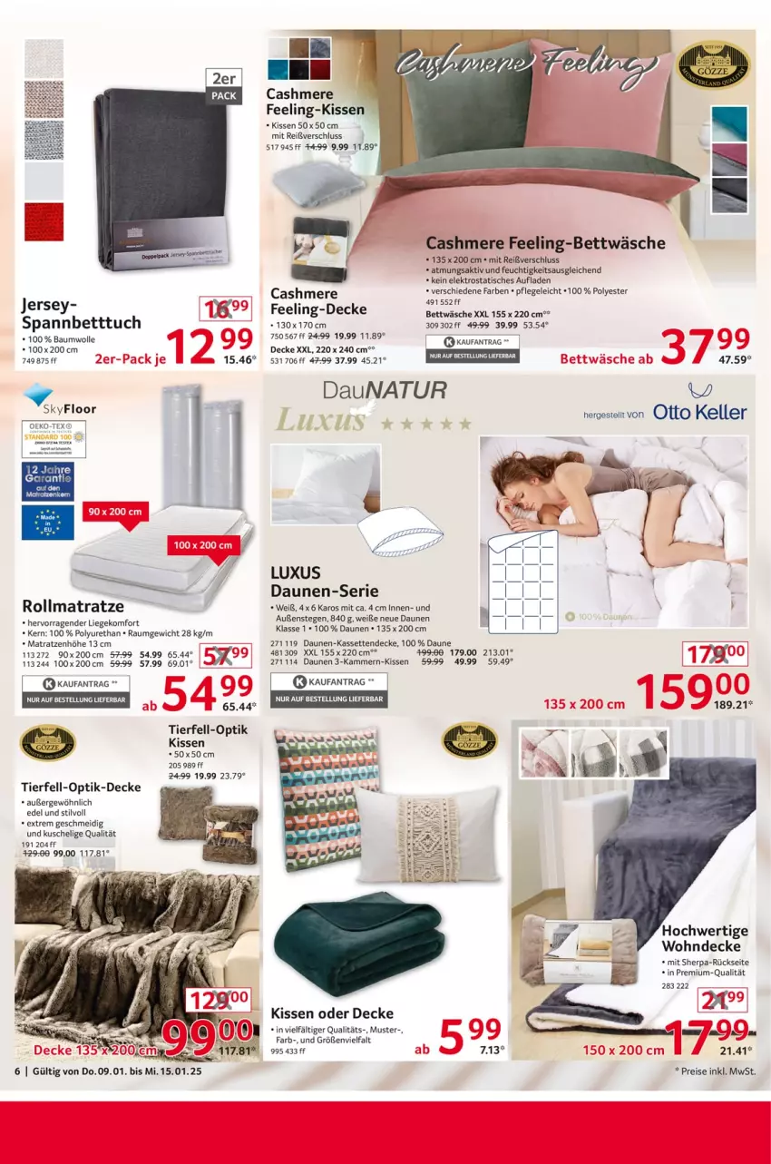 Aktueller Prospekt Selgros - Non Food - von 09.01 bis 15.01.2025 - strona 6 - produkty: Bau, baumwolle, Bebe, bett, Betttuch, bettwäsche, cashmere, decke, eis, Elektro, elle, Kassettendecke, kissen, Liege, matratze, matratzen, natur, reis, spannbetttuch, Ti, tisch, tuc, wolle