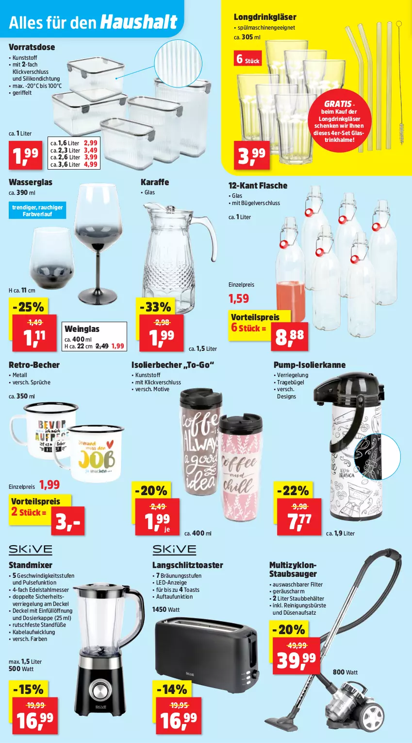 Aktueller Prospekt Thomas Philipps - von 06.10 bis 11.10.2025 - strona 14 - produkty: Becher, Behälter, bügel, bürste, decke, Deckel, drink, edelstahl, edelstahlmesser, eis, flasche, Gläser, isolierbecher, isolierkanne, Karaffe, messer, Mixer, Rauch, Reinigung, reinigungsbürste, reis, riegel, spülmaschinen, standmixer, staubsauger, Ti, toast, toaster, Trinkhalme, vorteilspreis, wasser, wein, WICK