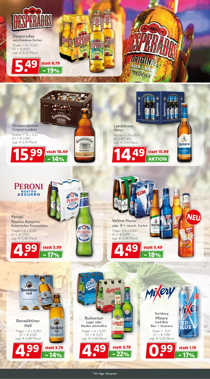 Aktueller Prospekt Getraenkeland - von 02.05 bis 13.05.2023 - strona 4 - produkty: alkohol, Benediktiner, bestpreis, bier, budweiser, desperados, eis, gin, grevensteiner, karlsberg, Peroni, pils, pilsener, pilsner, Premiumbier, reis, steiner, Ti, veltins, veltins pilsener