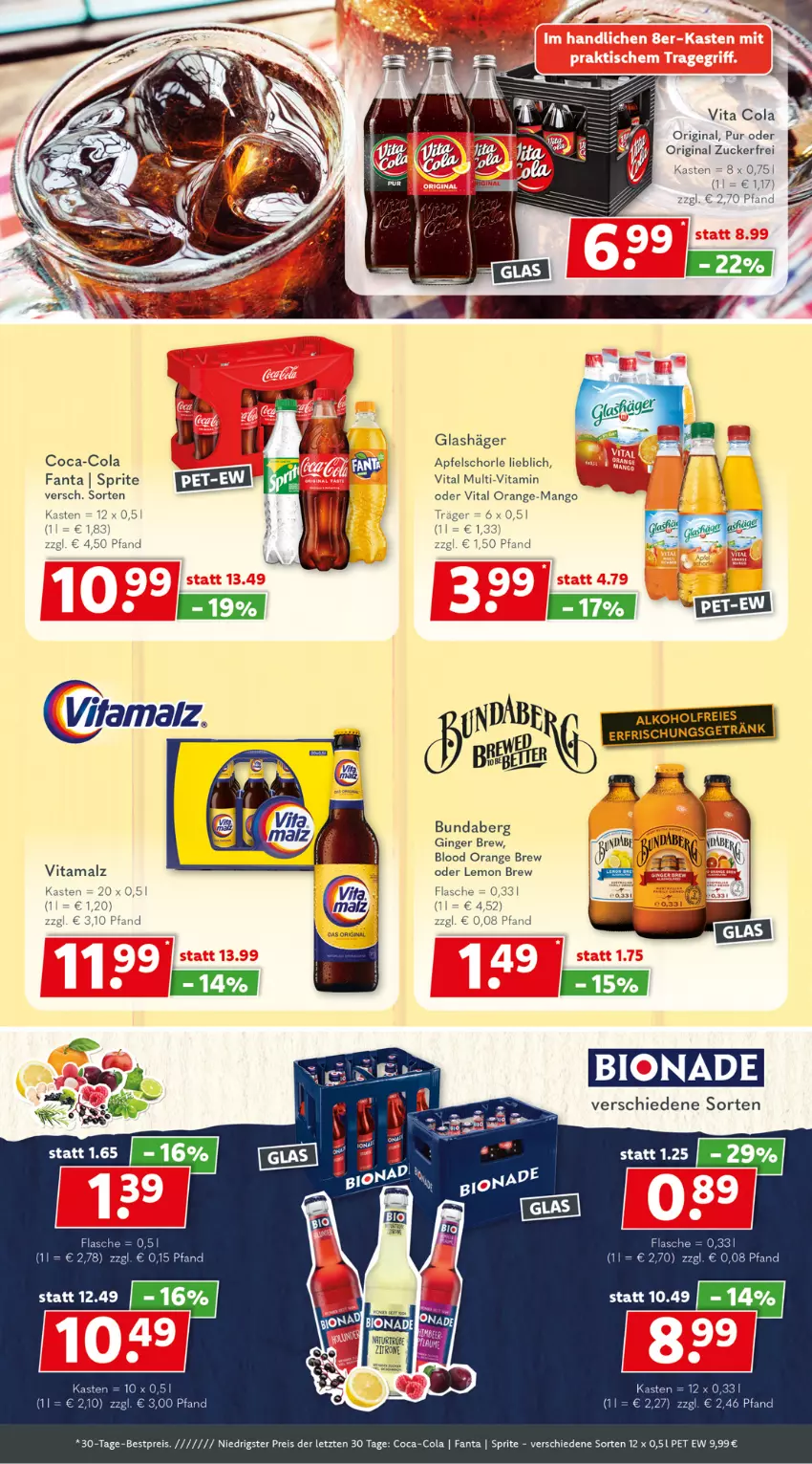 Aktueller Prospekt Getraenkeland - von 02.05 bis 13.05.2023 - strona 5 - produkty: apfel, Apfelschorle, Bundaberg, coca-cola, cola, fanta, flasche, gin, ginger, malz, mango, orange, schorle, sprite, Ti, vita, Vita C, vitamalz, zucker