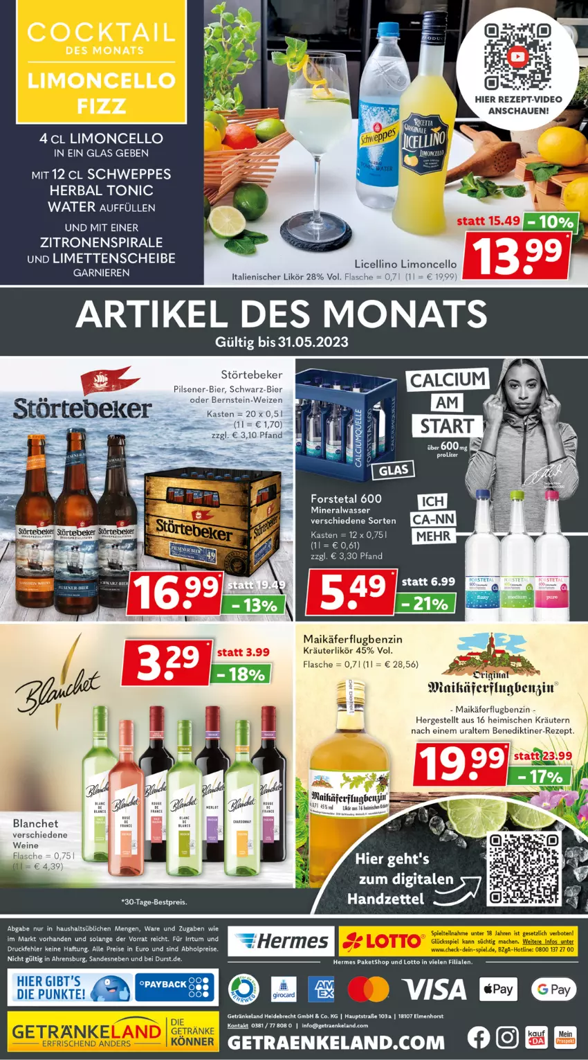 Aktueller Prospekt Getraenkeland - von 02.05 bis 13.05.2023 - strona 8 - produkty: abholpreise, Alwa, Benediktiner, bestpreis, bier, cocktail, eis, Elan, flasche, Forstetal, getränk, getränke, käfer, kräuter, kräuterlikör, kräutern, likör, limette, limetten, limo, Mett, metten, mineralwasser, pils, pilsener, reis, rezept, schweppes, störtebeker, tee, Ti, torte, wasser, wein, weine, zitrone, zitronen