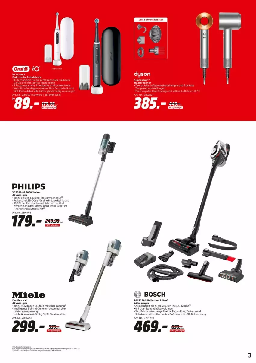 Aktueller Prospekt Media Markt - Prospekte - von 08.07 bis 20.07.2024 - strona 3 - produkty: akku, auto, Behälter, beleuchtung, bosch, bürste, Elektro, ente, erde, Intel, led-beleuchtung, miele, mit led-beleuchtung, Philips, Reinigung, schubladen, Tastatur, Ti, tisch