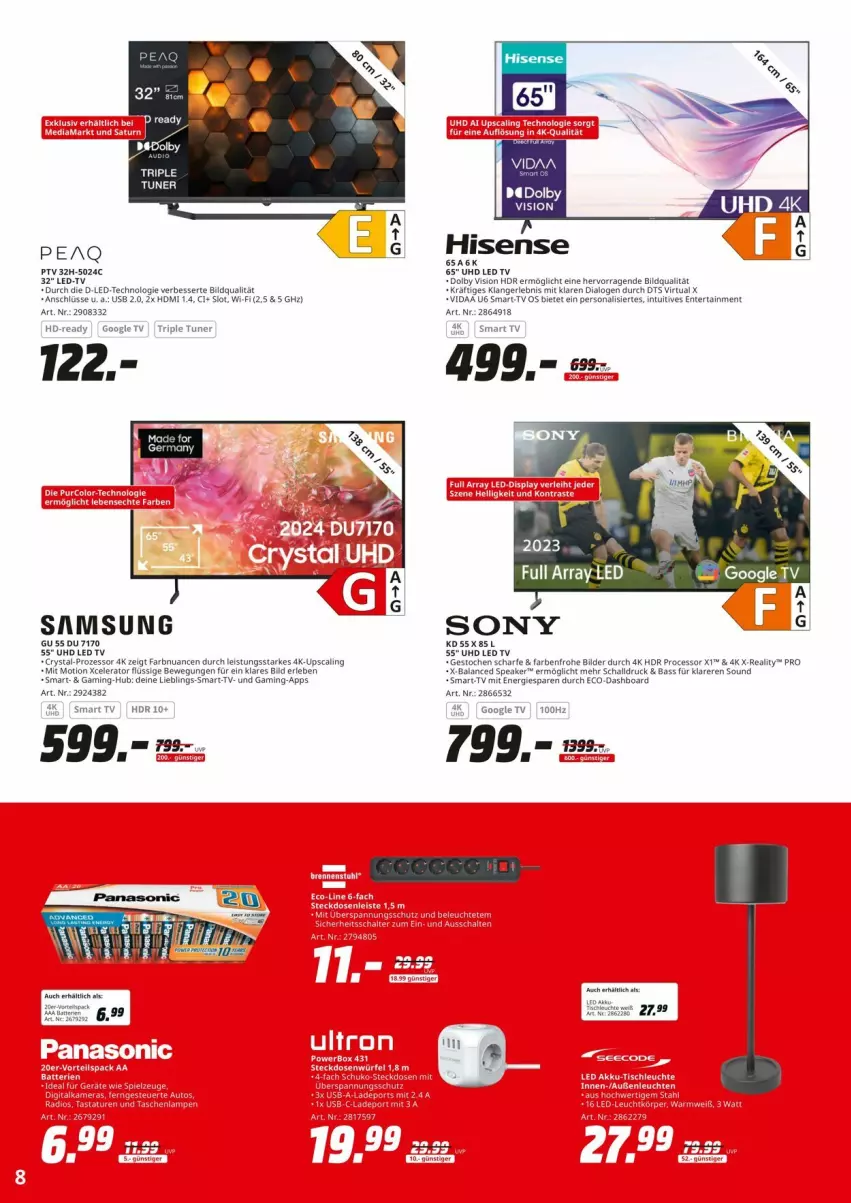 Aktueller Prospekt Media Markt - Prospekte - von 08.07 bis 20.07.2024 - strona 8 - produkty: eis, ente, HDMI, hisense, Nuance, Persona, Samsung, Schal, smart tv, Ti, tuner, uhd, usb