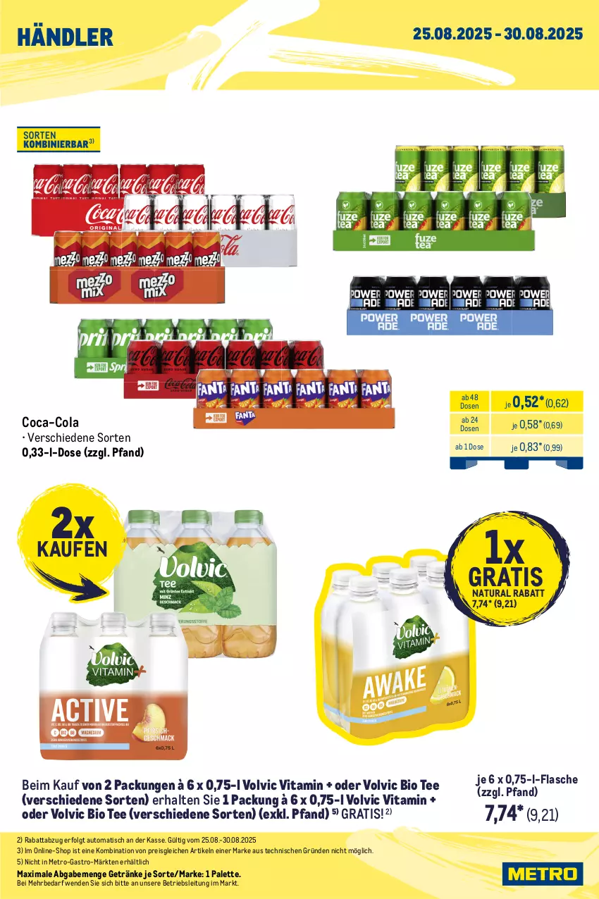 Aktueller Prospekt Metro - Wochen-Angebote Händler - von 25.08 bis 30.08.2025 - strona 3 - produkty: amaro, angebot, auer, auto, beleuchtung, bio, coca-cola, cola, eis, flasche, freixenet, frucht, getränk, getränke, honig, kaffee, LG, melitta, Metro, natur, natura, Palette, pfirsich, rama, ramazzott, ramazzotti, reis, röstkaffee, tee, Ti, tisch, vita, vitrine, volvic, zott