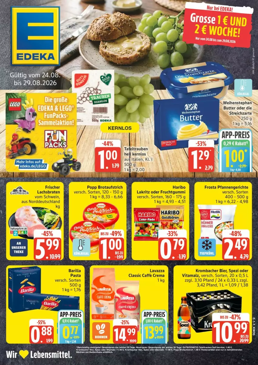 Aktueller Prospekt Edeka - Prospekte - von 24.08 bis 29.08.2026 - strona 1 - produkty: butter, deka, eis