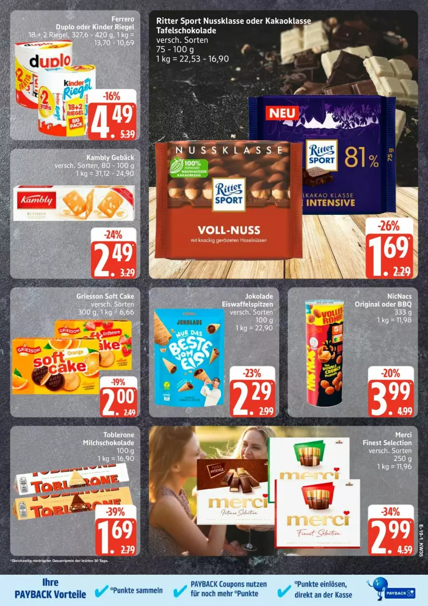 Aktueller Prospekt Edeka - Prospekte - von 24.08 bis 29.08.2026 - strona 21 - produkty: coupon, coupons, eis, kakao, nuss, payback, reis, ritter, ritter sport, schoko, schokolade, Sport, tafelschokolade, Ti, ZTE