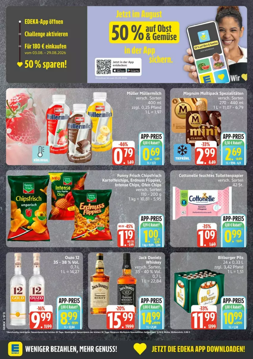 Aktueller Prospekt Edeka - Prospekte - von 24.08 bis 29.08.2026 - strona 6 - produkty: decke, deka, eis, ente, magnum, milch, Müller, müllermilch, reis, Spezi, Ti, ZTE