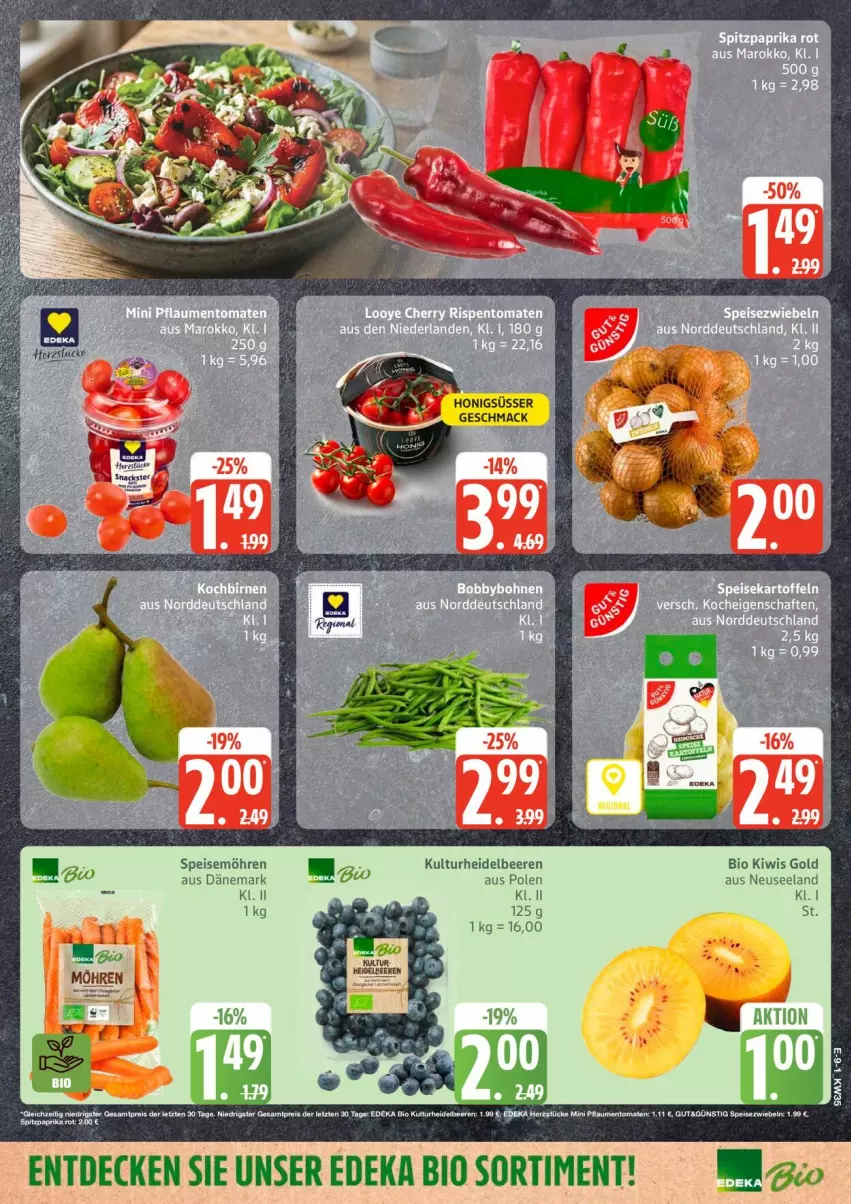 Aktueller Prospekt Edeka - Prospekte - von 24.08 bis 29.08.2026 - strona 9 - produkty: beere, beeren, bio, decke, deka, edeka bio, eis, Elan, heidelbeere, heidelbeeren, honig, kiwi, mac, möhren, reis, speisemöhren, Ti, tomate, tomaten, ZTE