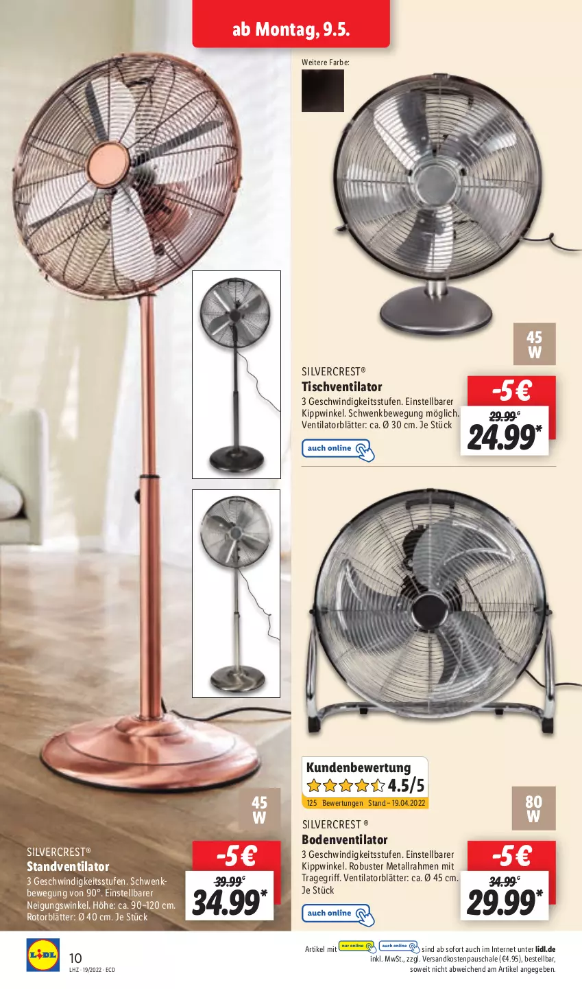 Aktueller Prospekt Lidl - Aktionsprospekt - von 09.05 bis 14.05.2022 - strona 14 - produkty: Bodenventilator, gsw, ndk, Schal, Schale, silvercrest, standventilator, Ti, tisch, tischventilator, tragegriff, ventilator