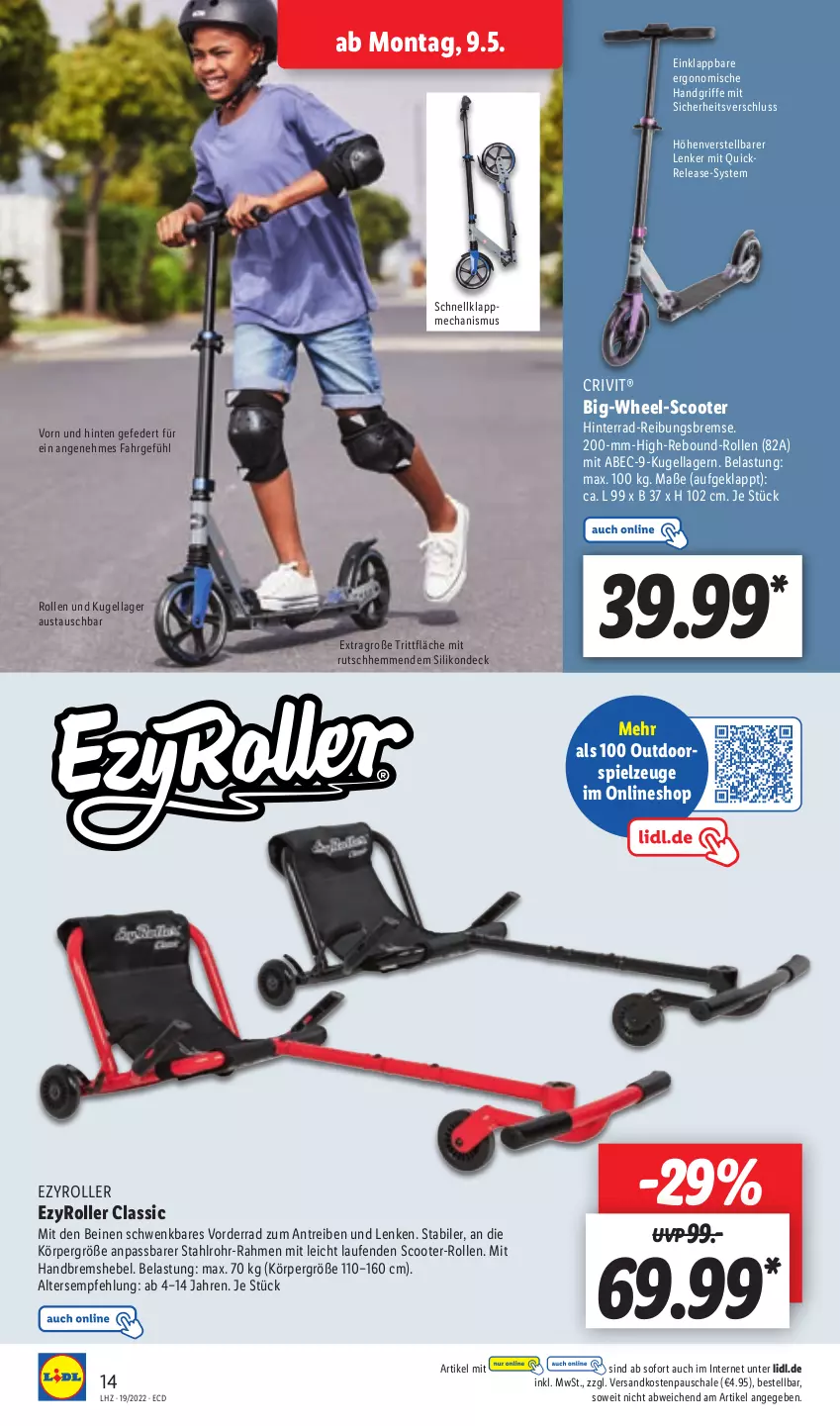 Aktueller Prospekt Lidl - Aktionsprospekt - von 09.05 bis 14.05.2022 - strona 18 - produkty: aust, crivit, Kugel, Laufen, ndk, rel, Roller, Schal, Schale, scooter, spielzeug, Ti