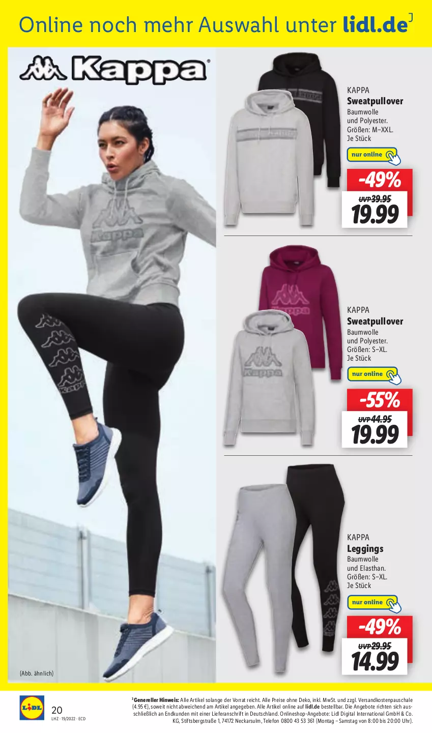 Aktueller Prospekt Lidl - Aktionsprospekt - von 09.05 bis 14.05.2022 - strona 24 - produkty: angebot, angebote, Bau, baumwolle, eis, elle, gin, kappa, leggings, ndk, Pullover, reis, rel, Schal, Schale, telefon, Ti, uhr, wolle