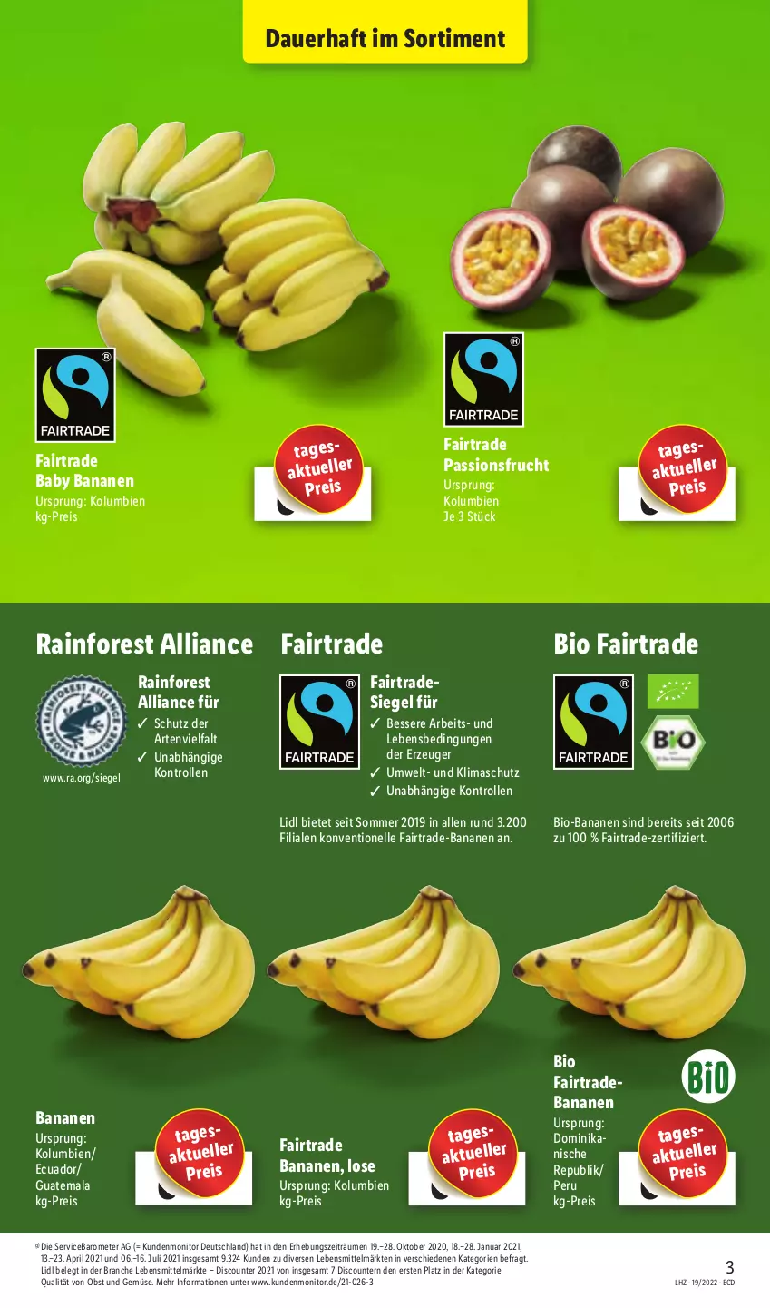 Aktueller Prospekt Lidl - Aktionsprospekt - von 09.05 bis 14.05.2022 - strona 3 - produkty: auer, banane, bananen, bio, bio-bananen, discount, eis, elle, frucht, lebensmittel, monitor, obst, Obst und Gemüse, passionsfrucht, pril, reis, Ti, und gemüse