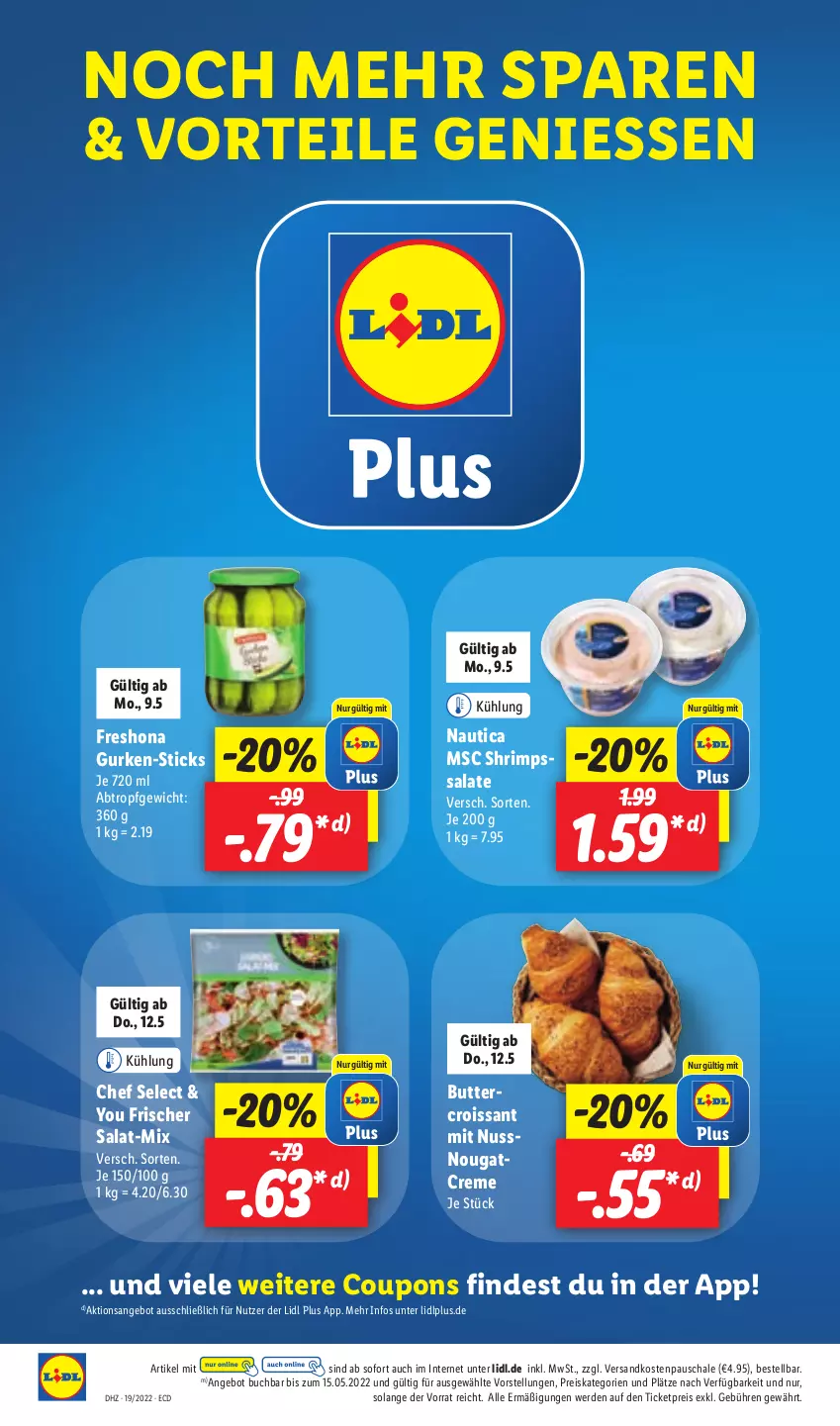 Aktueller Prospekt Lidl - Aktionsprospekt - von 09.05 bis 14.05.2022 - strona 44 - produkty: angebot, buch, butter, coupon, coupons, creme, Croissant, eis, erde, gurke, gurken, ndk, Nougatcreme, nuss, reis, salat, salate, Schal, Schale, Ti, Yo