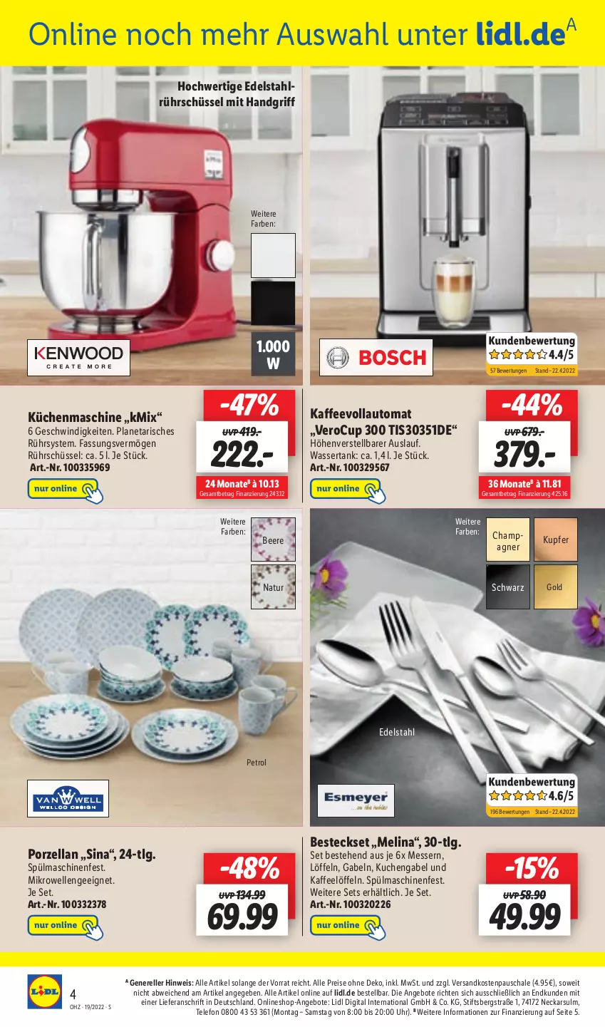 Aktueller Prospekt Lidl - Aktionsprospekt - von 09.05 bis 14.05.2022 - strona 50 - produkty: angebot, angebote, auto, beere, besteck, besteckset, champagne, champagner, edelstahl, eis, elle, gabel, kaffee, kaffeevollautomat, küche, Küchen, kuchen, küchenmaschine, LG, Löffel, messer, mikrowelle, natur, ndk, reis, rel, Rührschüssel, Schal, Schale, schüssel, spülmaschinen, telefon, Ti, uhr, wasser, wassertank