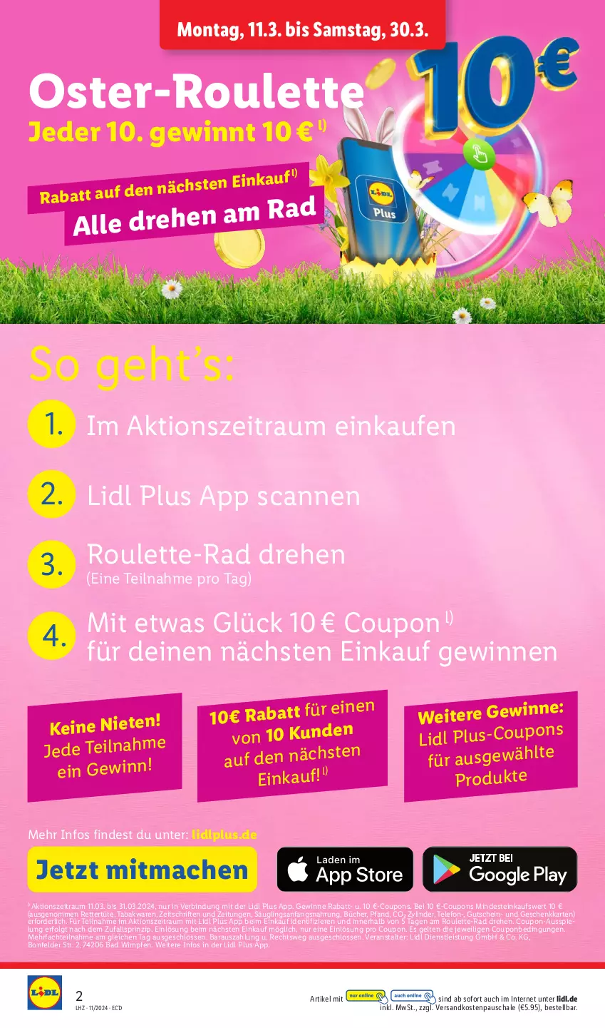 Aktueller Prospekt Lidl - Aktionsprospekt - von 11.03 bis 16.03.2024 - strona 2 - produkty: Bad, coupon, coupons, eis, gutschein, LG, mac, ndk, Schal, Schale, telefon, Ti, Tüte