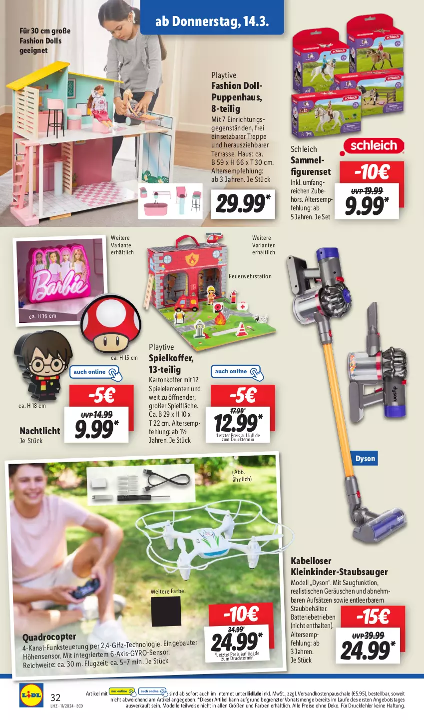 Aktueller Prospekt Lidl - Aktionsprospekt - von 11.03 bis 16.03.2024 - strona 38 - produkty: angebot, batterie, Bau, Behälter, dell, Dyson, eis, elle, ente, Kinder, koffer, Mode, Nachtlicht, ndk, Puppe, quad, Quadro, Quadrocopter, reis, Ria, rwe, Schal, Schale, Schleich, Spiele, staubsauger, Ti, tisch, ZTE