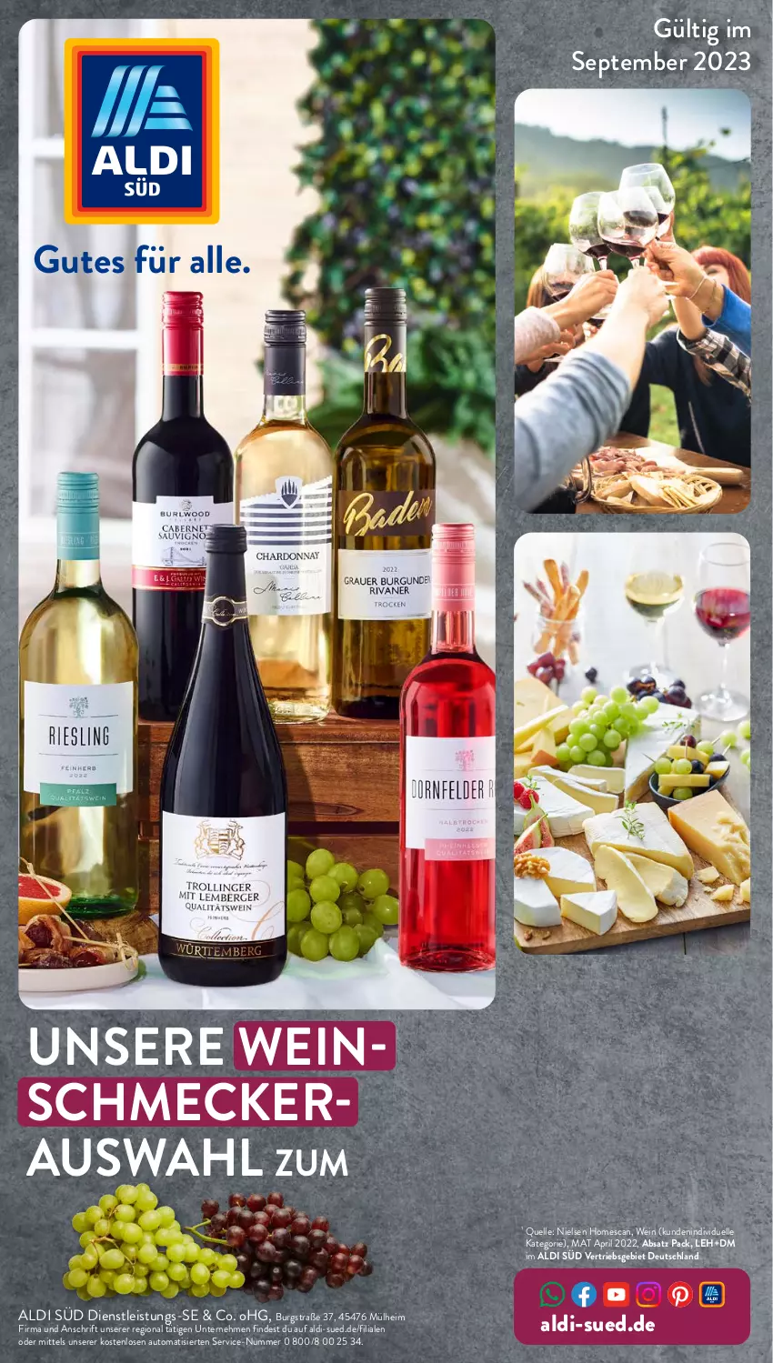 Aktueller Prospekt AldiSud - UNSERE WEINSCHMECKER-AUSWAHL - von 01.09 bis 30.09.2023 - strona 1 - produkty: aldi, auto, eis, elle, pril, Ti, wein