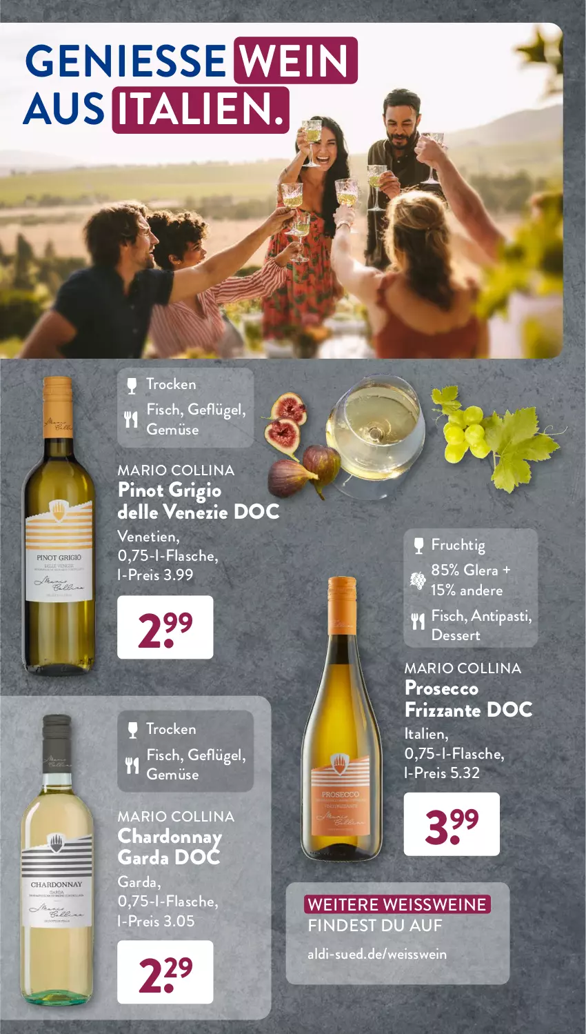 Aktueller Prospekt AldiSud - UNSERE WEINSCHMECKER-AUSWAHL - von 01.09 bis 30.09.2023 - strona 12 - produkty: aldi, antipasti, asti, chardonnay, dell, dessert, ecco, eis, elle, fisch, flasche, frizzante, frucht, Geflügel, Pinot, pinot grigio, prosecco, reis, Ti, wein, weine