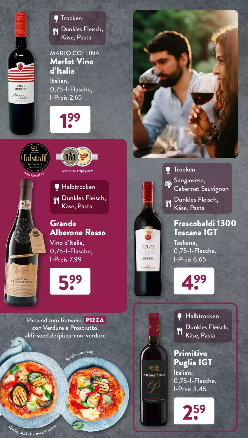 Aktueller Prospekt AldiSud - UNSERE WEINSCHMECKER-AUSWAHL - von 01.09 bis 30.09.2023 - strona 14 - produkty: aldi, asti, cabernet, cabernet sauvignon, eis, flasche, fleisch, Käse, merl, merlot, pasta, pizza, primitivo, prosciutto, reis, rotwein, sauvignon, Ti, wein