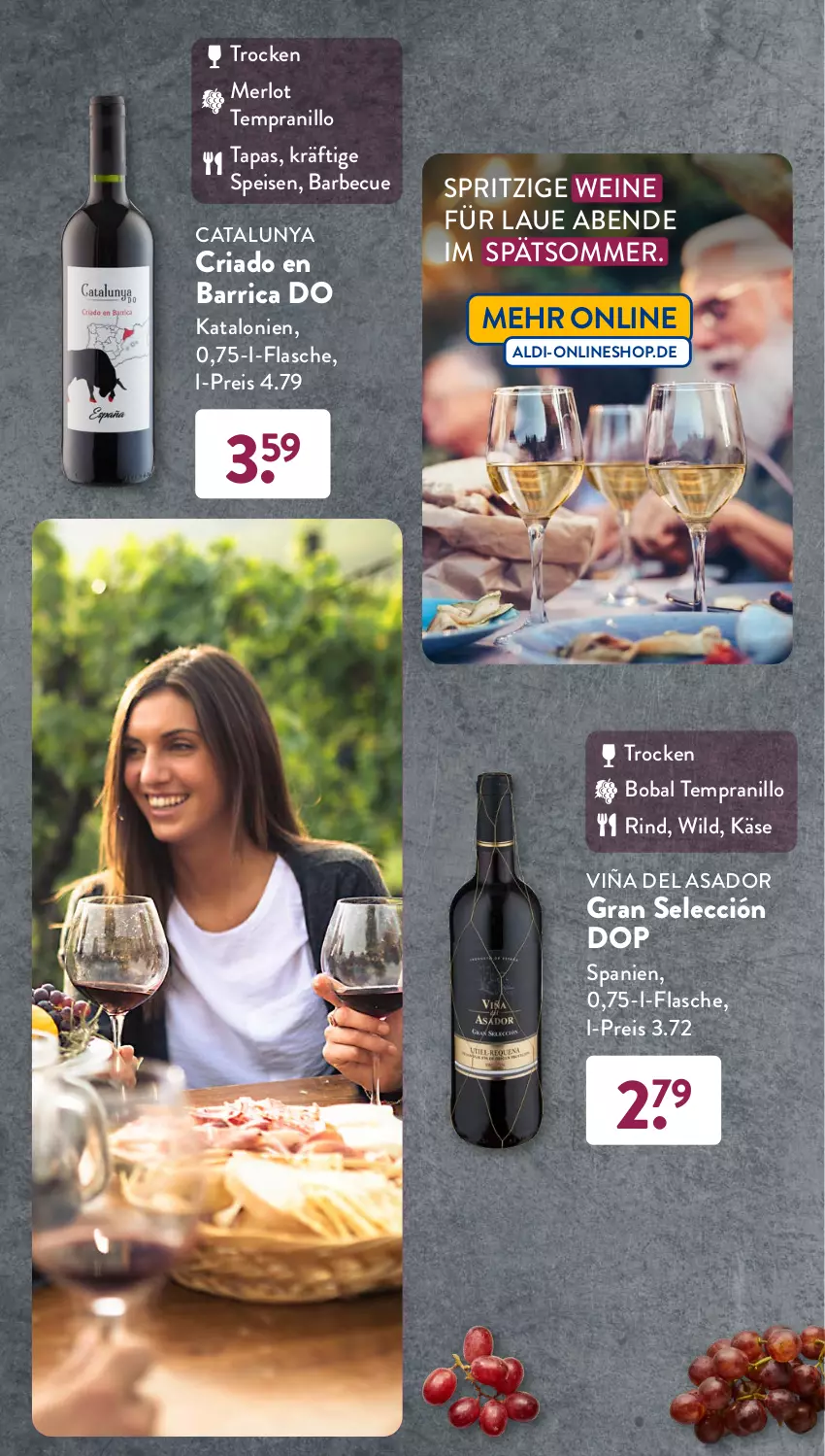 Aktueller Prospekt AldiSud - UNSERE WEINSCHMECKER-AUSWAHL - von 01.09 bis 30.09.2023 - strona 17 - produkty: aldi, barbecue, eis, flasche, Käse, merl, merlot, reis, Ria, rind, Tapas, tempranillo, Ti, wein, weine, Wild