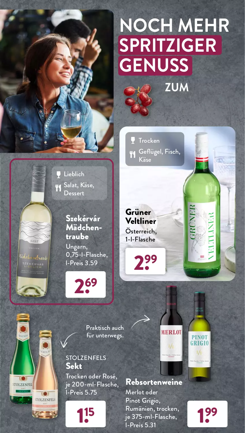 Aktueller Prospekt AldiSud - UNSERE WEINSCHMECKER-AUSWAHL - von 01.09 bis 30.09.2023 - strona 20 - produkty: dessert, eis, fisch, flasche, Geflügel, grüner veltliner, Käse, merl, merlot, nuss, Pinot, pinot grigio, rebsortenweine, reis, rum, rwe, salat, sekt, Ti, tisch, wein, weine