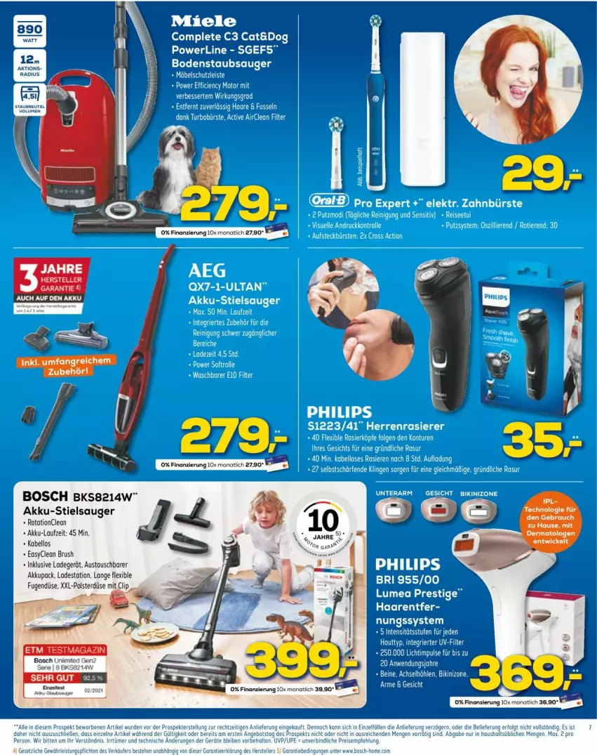 Aktueller Prospekt Euronics - Prospekte - von 22.06 bis 29.06.2022 - strona 7 - produkty: akku, angebot, aufsteckbürsten, aust, bikini, bodenstaubsauger, bosch, bürste, bürsten, Cien, cross action, eier, eis, elle, ente, herrenrasierer, ladegerät, LG, miele, möbel, monati, rasierer, Reinigung, reis, staubsauger, Stielsauger, tee, Ti, Tiere