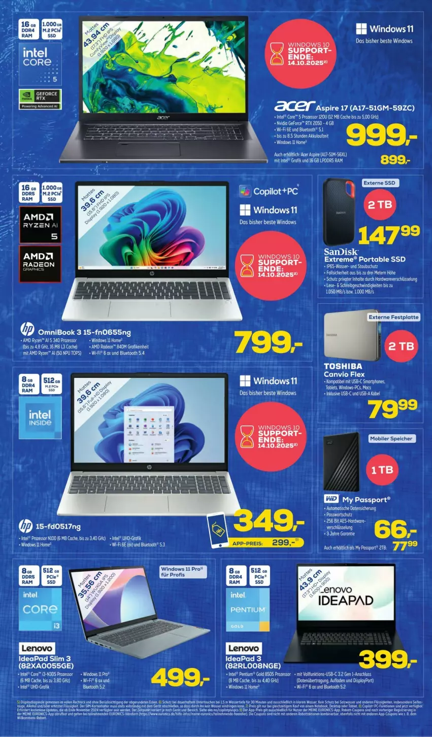 Aktueller Prospekt Euronics - Prospekte - von 23.07 bis 03.08.2025 - strona 5 - produkty: ente, erde, HP, Intel, Pentium, ryzen, Sport, Ti, toshiba, uhd, usb